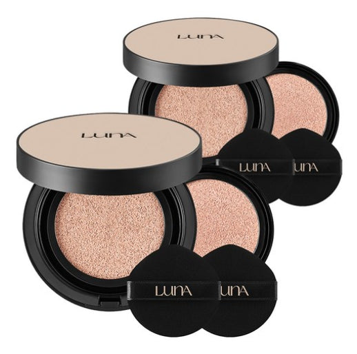 2 x LUNA Long Lasting Conceal Fixing Cushion Main+Refill 21C Cool Ivory 13.5g