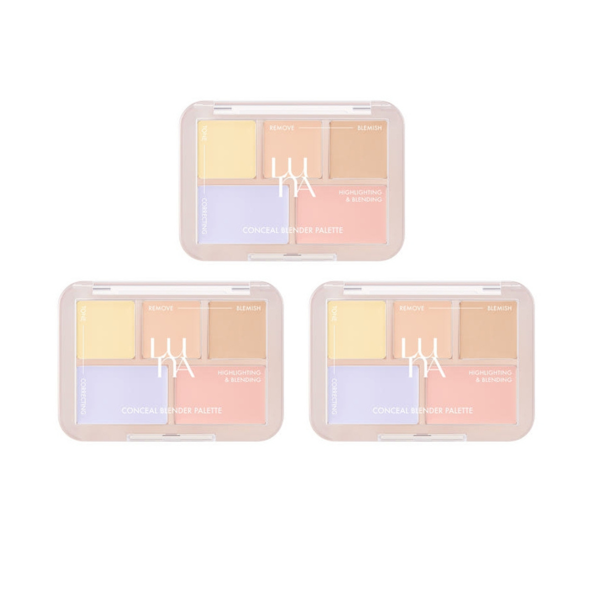 3 x LUNA Conceal Blender Palette 6g #2 Pure Cover