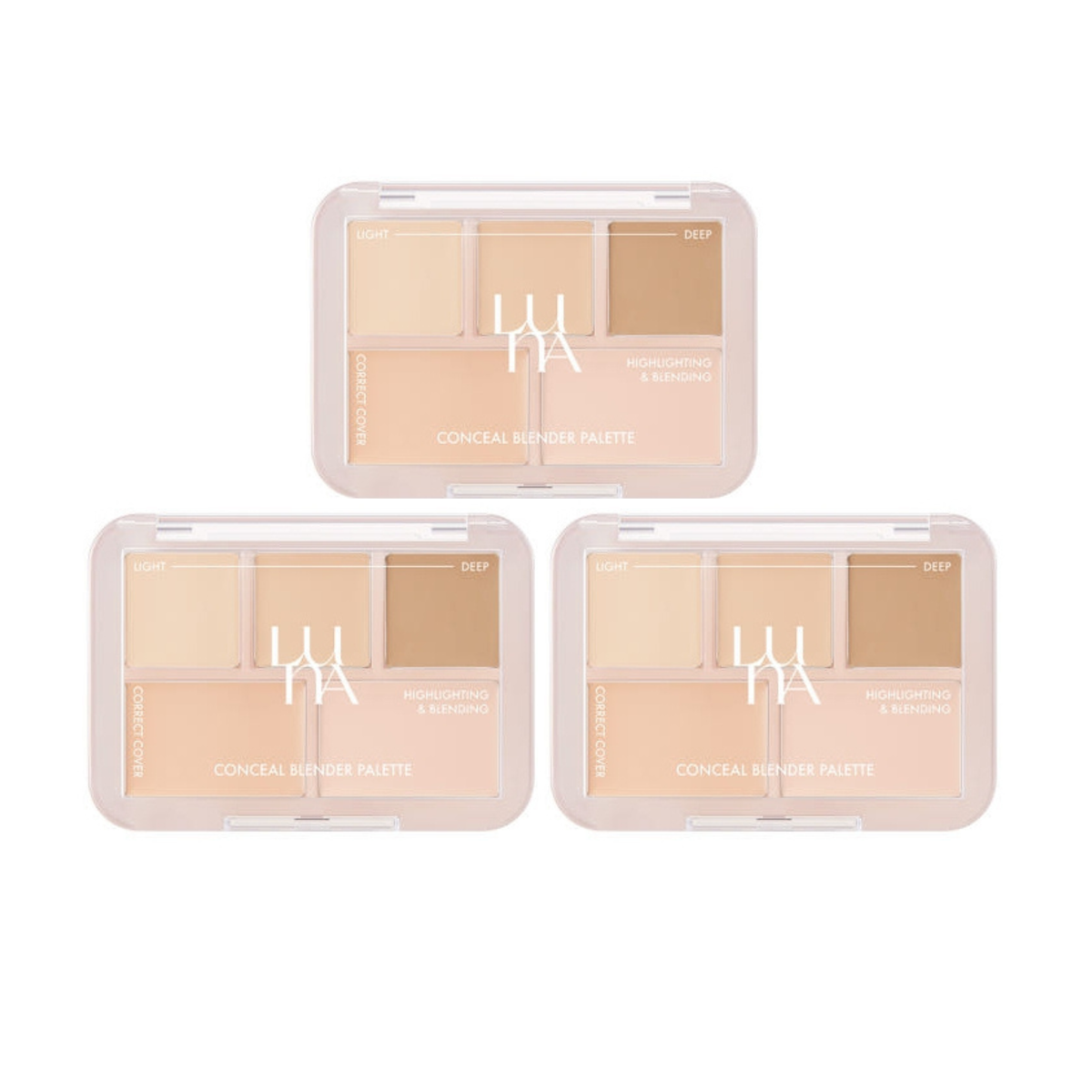 3 x LUNA Conceal Blender Palette 6g #3 Perfect Cover Natural