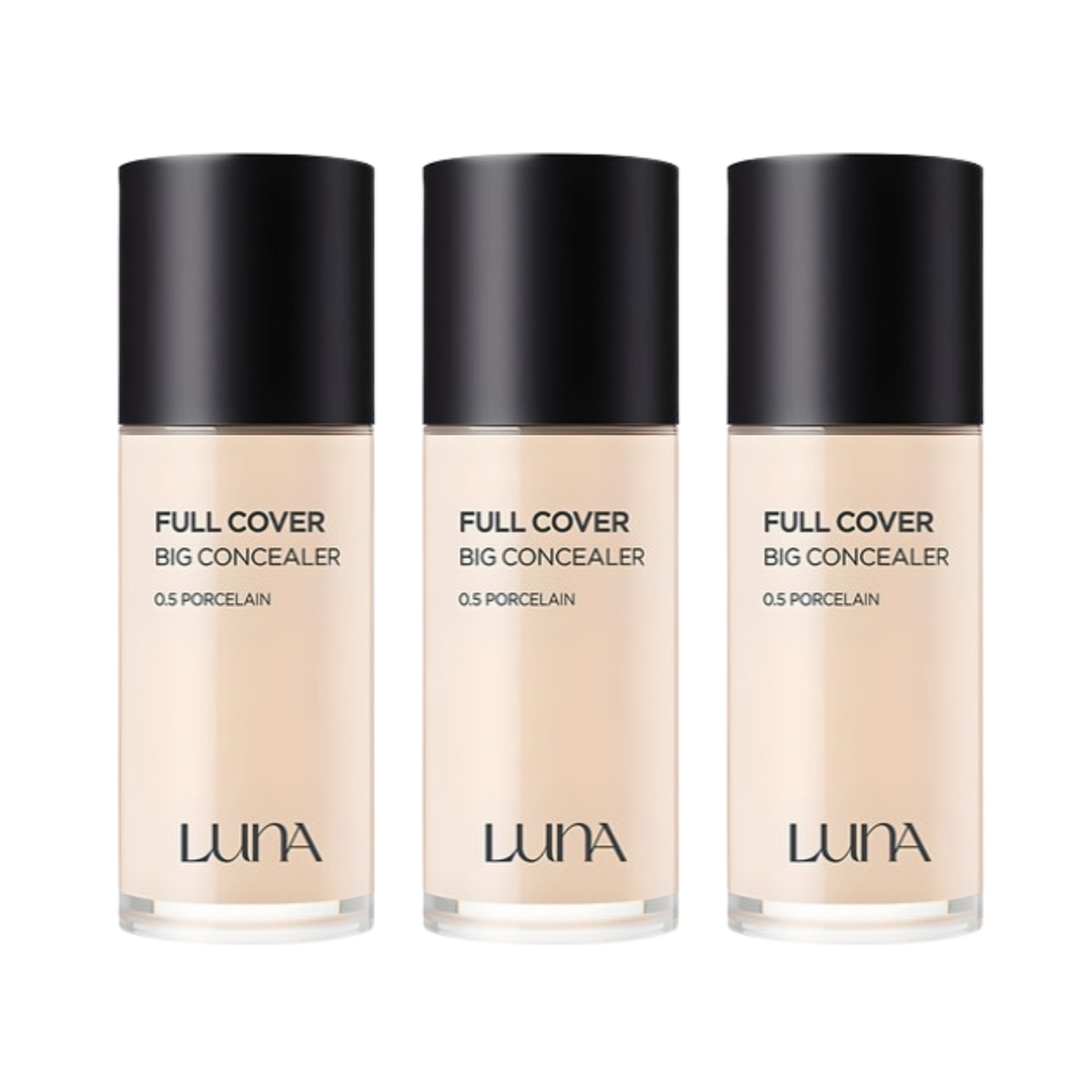 3 x LUNA Long Lasting Full Cover Big Concealer 40g #0.5 Porcelain