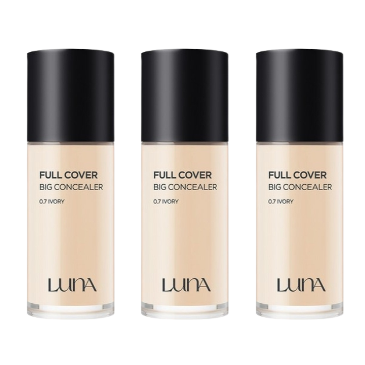 3 x LUNA Long Lasting Full Cover Big Concealer 40g #0.7 Ivory