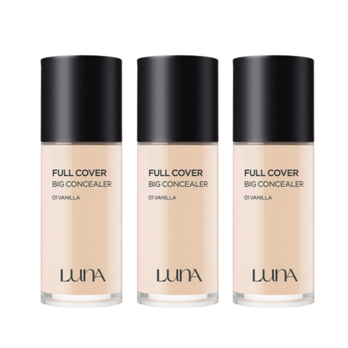 3 x LUNA Long Lasting Full Cover Big Concealer 40g #1 Vanilla