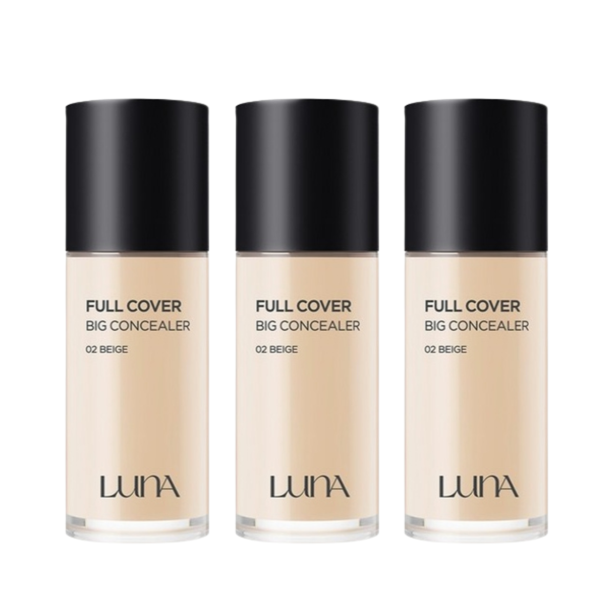 3 x LUNA Long Lasting Full Cover Big Concealer 40g #2 Beige