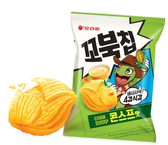 12 x Orion Kkobukchip (Turtle Chips) Corn Soup Flavor 30g from Korea