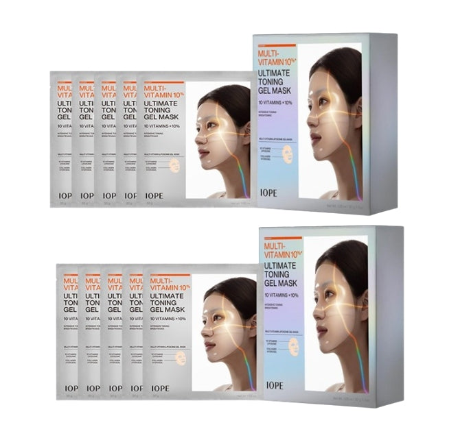 10 x IOPE Multi-Vitamin 10% Ultimate Toning Gel Mask 30g + Samples(2 Items) from Korea