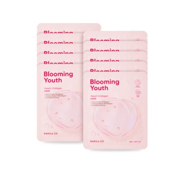 10 x BANILA CO Blooming Youth Peach Collagen Mask Sheet 20ml from Korea by BANILA CO