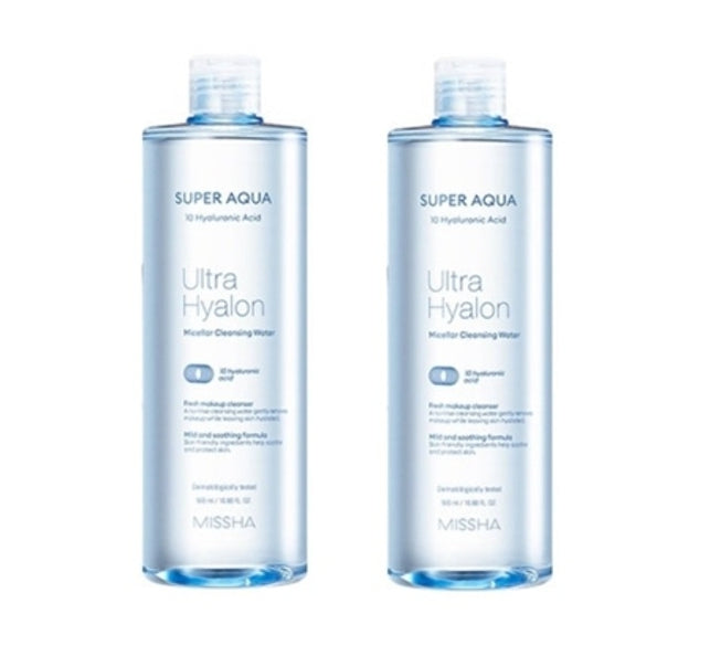 2 x MISSHA Super Aqua Ultra Hyalron Micellar Cleansing Water 500ml from Korea by MISSHA