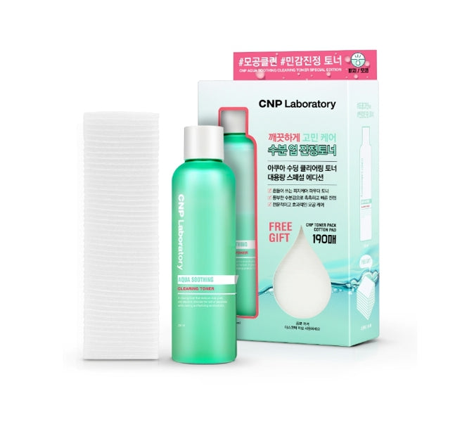 CNP Laboratory  Aqua Soothing Clearing Toner 250ml + Cotton Pad 190ea from Korea