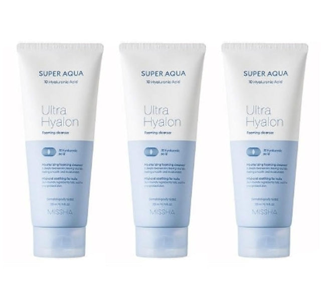 3 x MISSHA Super Aqua Ultra Hyalron Cleansing Foam 200ml from Korea by MISSHA