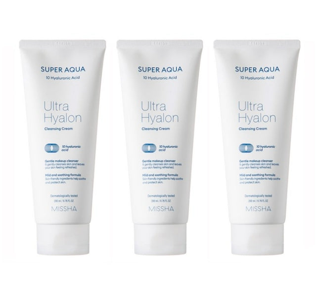 3 x MISSHA Super Aqua Ultra Hyalron Cleansing Cream 200ml from Korea