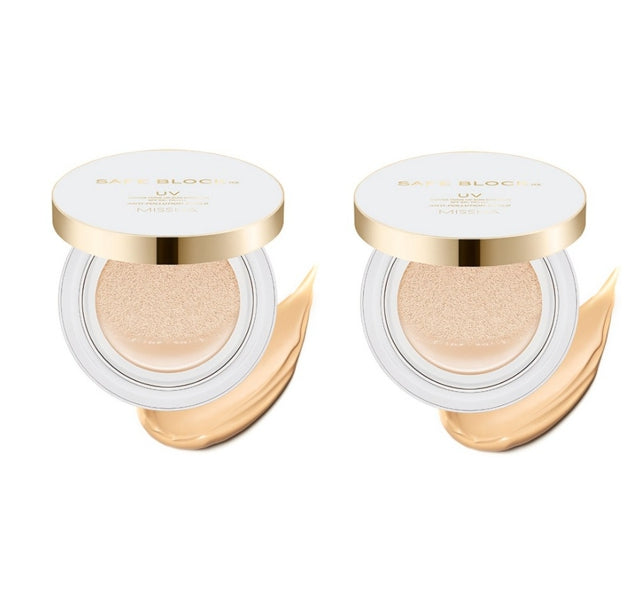 2 x MISSHA Safe Block Rx UV Cover Tone Up Sun Cushion SPF50+ PA++++ 14g from Korea by MISSHA