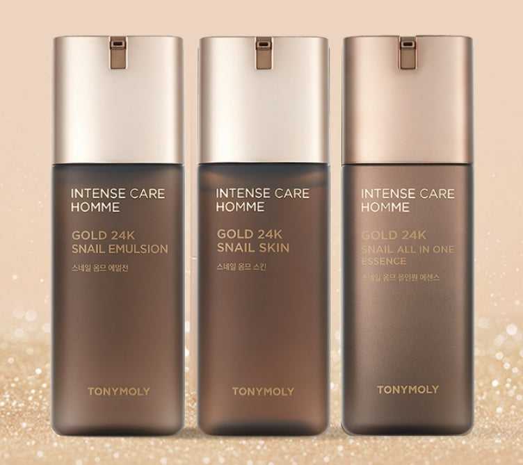 [MEN] TONYMOLY Intense Care Homme Gold 24K Snail Skincare Set (4 Items) from Korea by TONYMOLY
