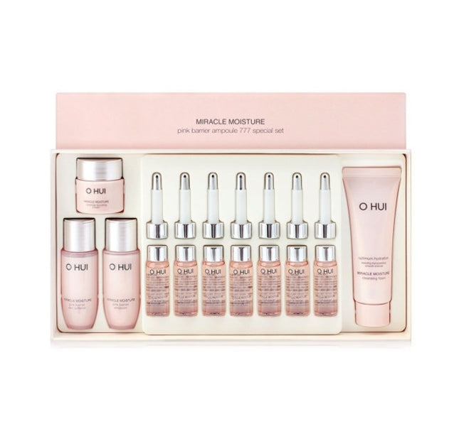 O HUI Miracle Moisture Pink Barrier Ampoule 777 April 2024 Set (5 Items) from Korea