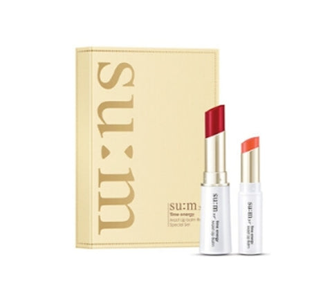 Su:m37 Time Energy Moist Lip Balm Red or Coral Dec. 2023 Set (2 Items) from Korea