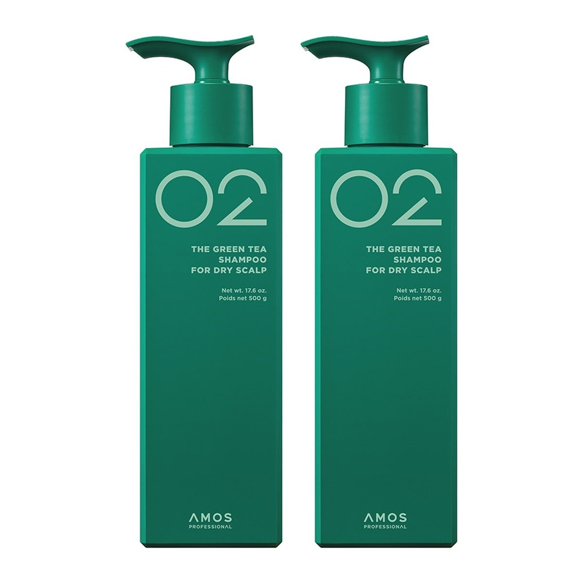 AMOS PROFESSIONAL The Green Tea Shampoo for Dry Scalp 500g bottle – 2 pack