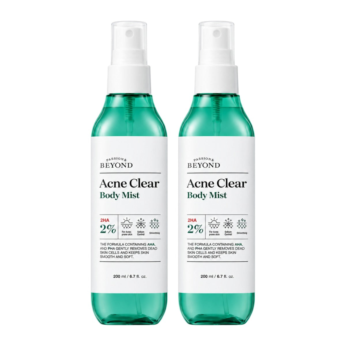 Beyond Acne Clear Body Mist 200ml spray bottle – 2 pack