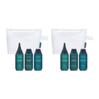 HEADSPA 7 Travel Shower Kit with shampoo, treatment, body wash and mesh pouch – 2 pack