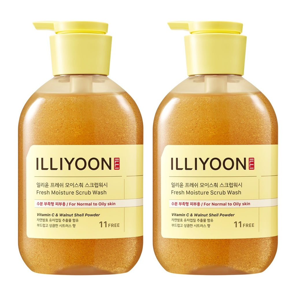 ILLIYOON Fresh Moisture Scrub Wash 625ml pump bottle – 2 pack