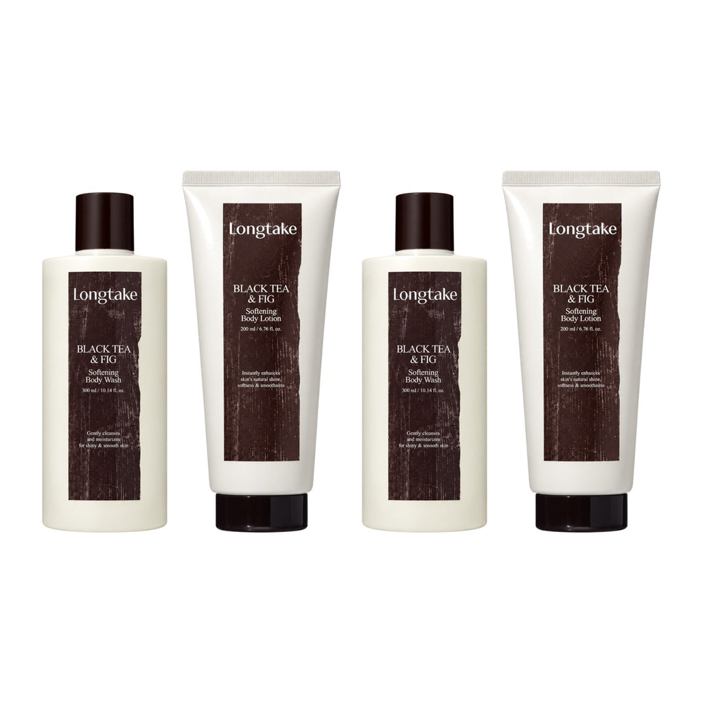 Longtake Black Tea & Fig Softening Body Gift Set with Body Wash 300ml and Body Lotion 200ml – 2 pack