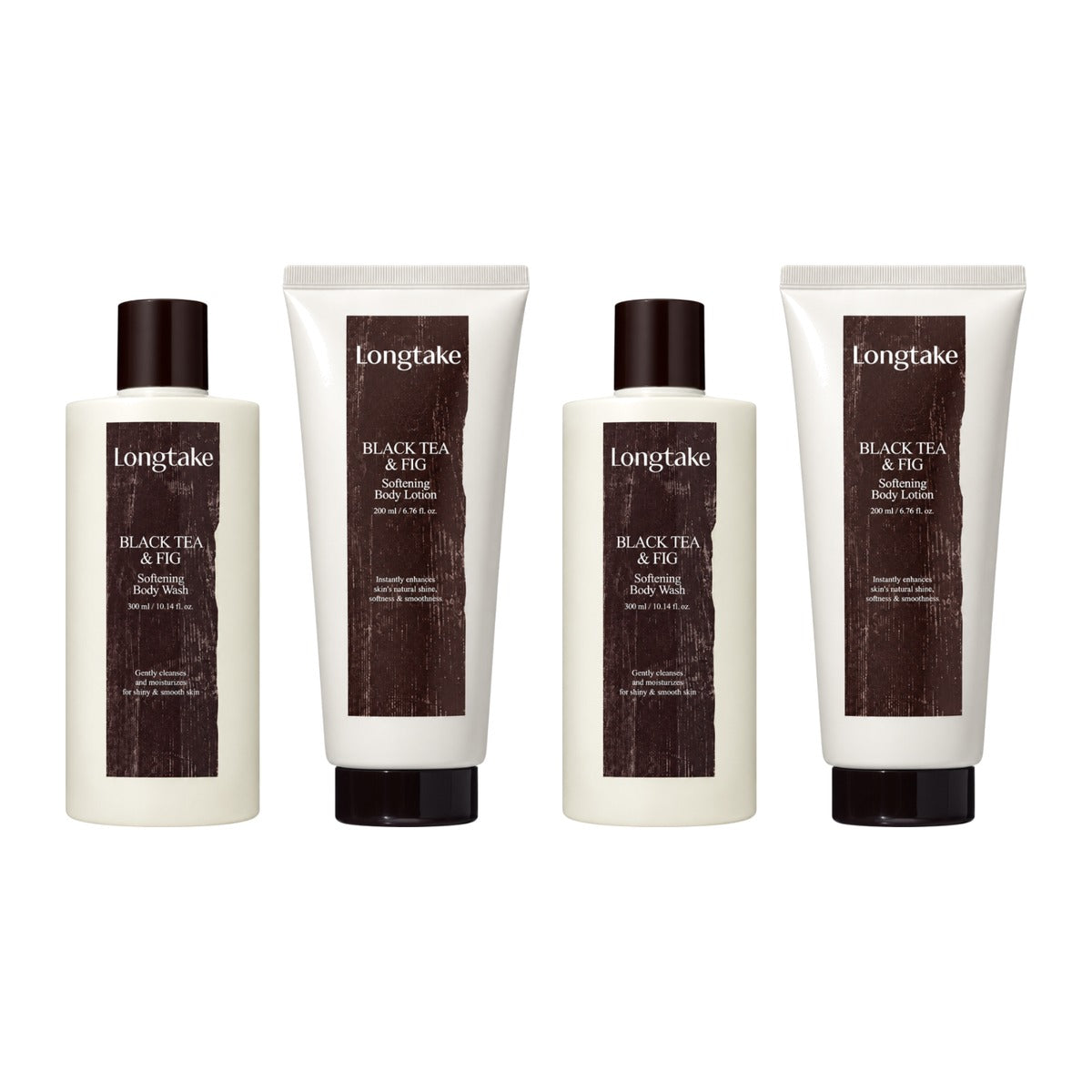 Longtake Black Tea & Fig Softening Body Gift Set with Body Wash 300ml and Body Lotion 200ml – 2 pack