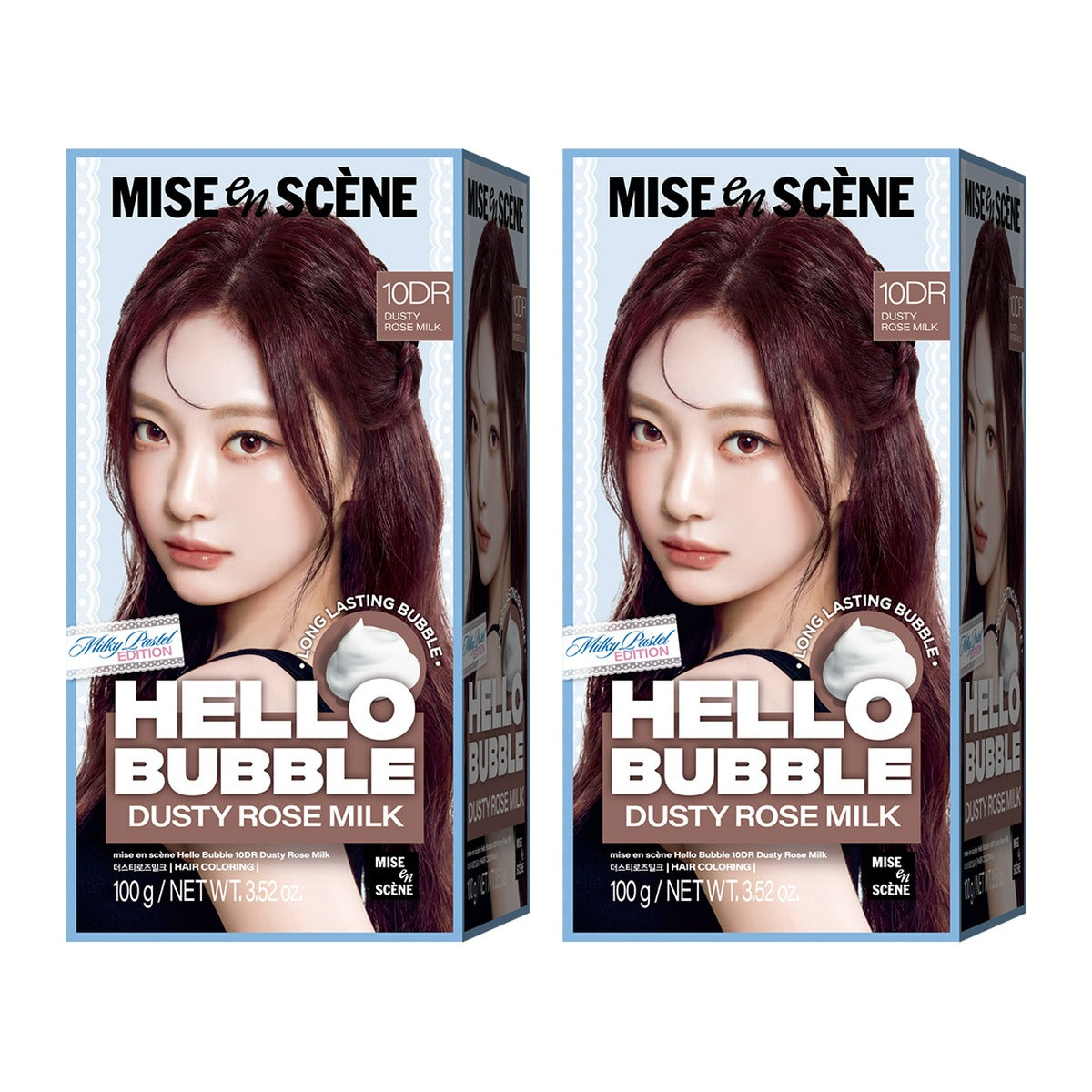 Mise-en-scene New Hello Bubble 10DR Dusty Rose Milk 100g foam hair dye – 2 pack