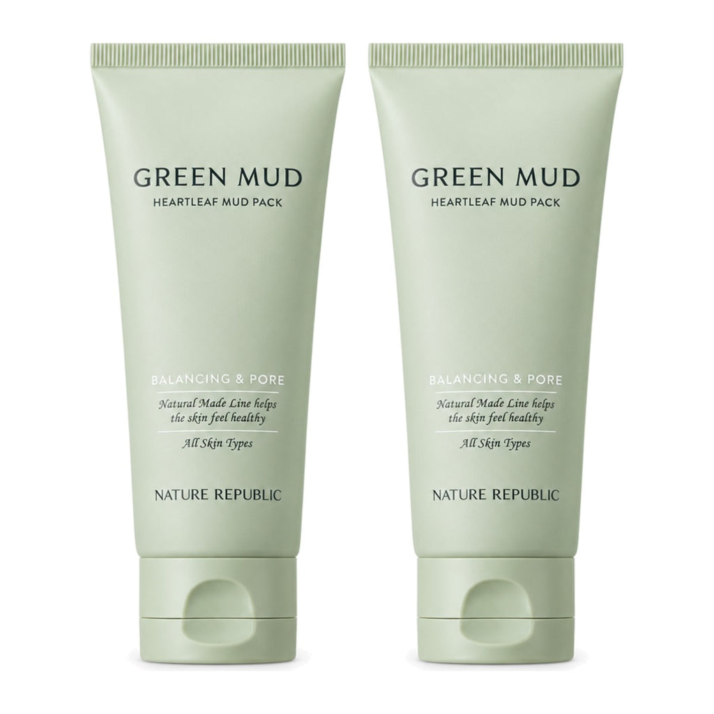 NATURE REPUBLIC Natural Made Green Heartleaf Balancing Mud Pack 100ml – 2 pack