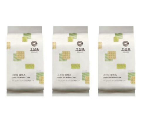 3 x OSULLOC Green Tea Wafers Cube(Cookies), 1 Pack 100g from Korea_KT