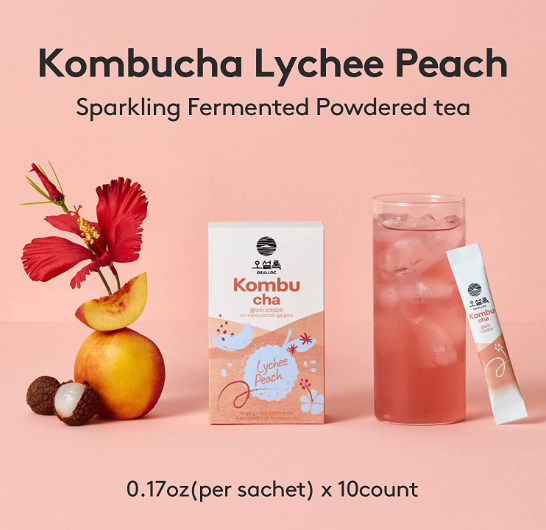 3 x Osulloc Kombucha Tea LycheePeach, 1 Box 10ea, from Korea by OSULLOC