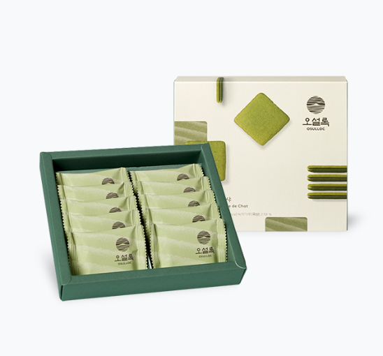 3 x OSULLOC Green Tea Biscuits(Green Tea Langue de Chat), 1 Box 10ea, from Korea by OSULLOC