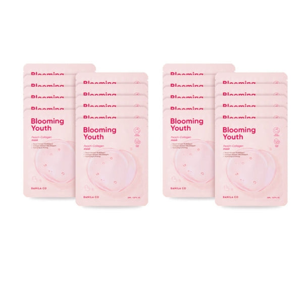 20 x BANILA CO Blooming Youth Peach Collagen Mask Sheet 20ml from Korea by BANILA CO