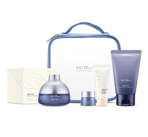Su:m37 Water-full Marine Relief Gel Cream July August 2023 Set (4 Items) + Pouch from Korea
