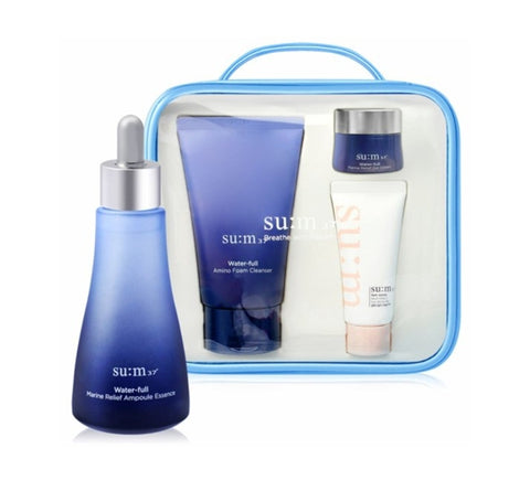 Su:m37 Water-full Marine Relief Ampoule Essence July August 2023 Set (4 Items) + Pouch from Korea