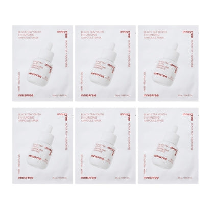 6 x innisfree Black Tea Enhancing Ampoule Mask 28ml from Korea by innisfree