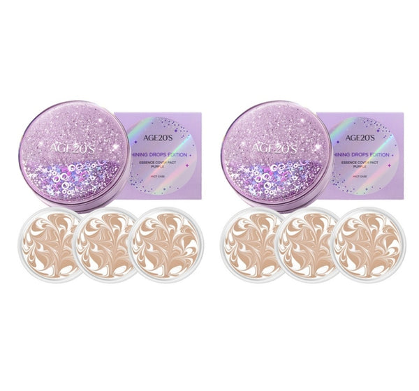 2 x AGE 20's The Origin Essence Shining Drops Edition White Latte #13 #21 #23 Pack (Main+Refill+Refill), SPF50+ PA+++ from Korea by AGE 20's