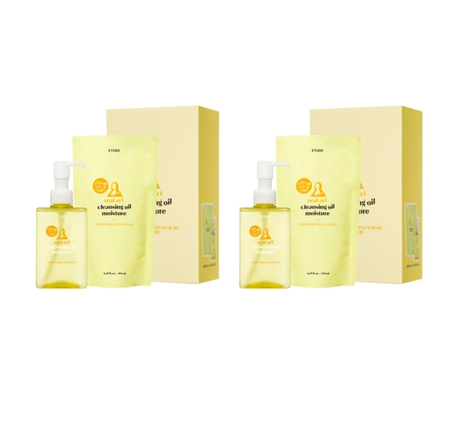 2 x ETUDEReal Art Cleansing Oil Moisture 185ml & Refill 185ml from Korea by ETUDE