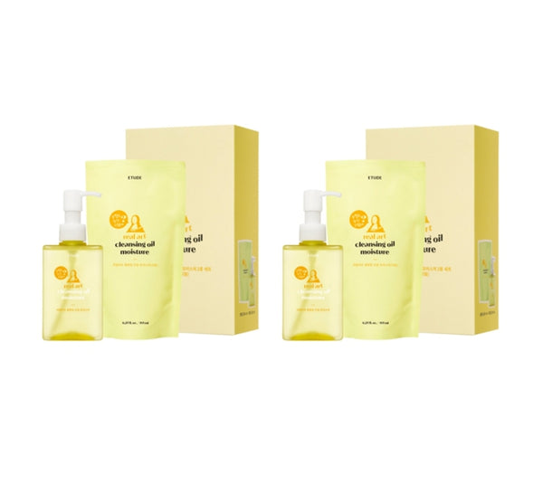 2 x ETUDEReal Art Cleansing Oil Moisture 185ml & Refill 185ml from Korea by ETUDE