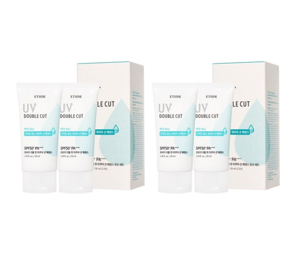 2 x ETUDE UV Double Cut Aqua Sun Essence Duo Set (50ml + 50ml) from Korea by ETUDE