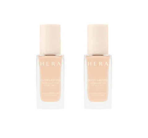 2 x HERA Glow Lasting Foundation 24H Radiandt Skin 30g, SPF22/PA++, 8 Colours from Korea + Sample(1 Item) by HERA