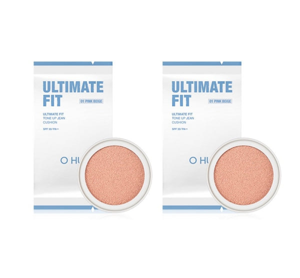 2 x OHUI Ultimate Fit Tone Up Jean Cushion Refill 15g, #1 Pink Beige from Korea by O HUI