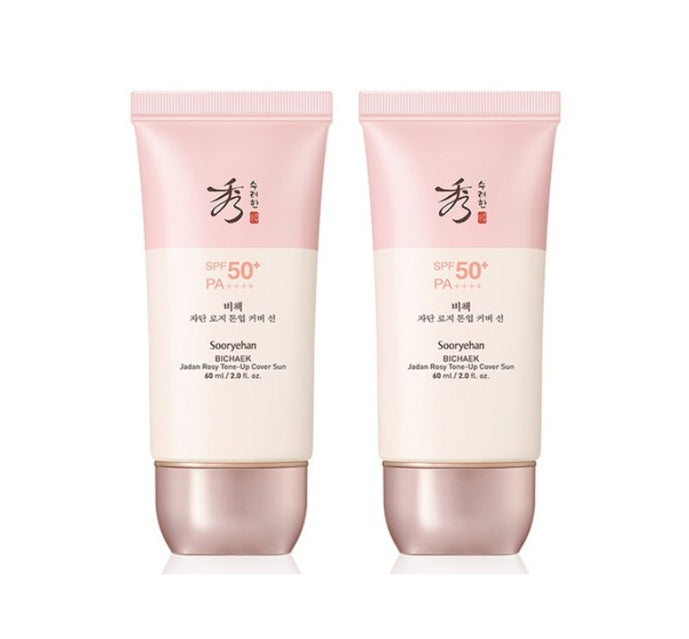 2 x Sooryehan BICHAEK Jadan Rosy Tone up Cover Sun Lotion 60ml, SPF50+ PA++++ from Korea by Sooryehan