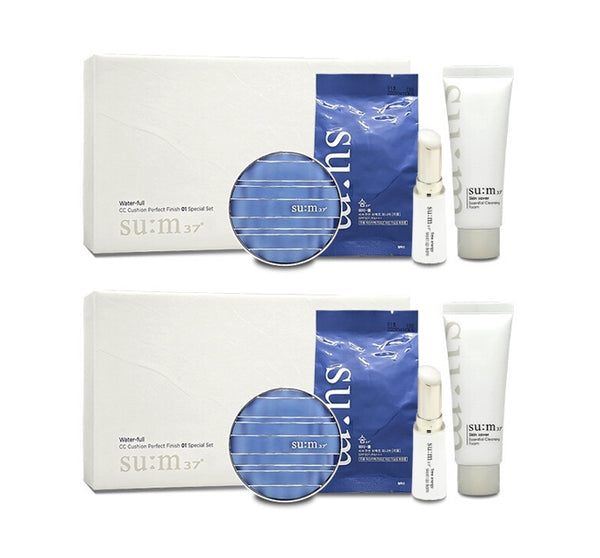 2 x Su:m37 Water-full CC Cushion Perfect Finish #01 Special Set (4 Items) May 2025 from Korea by Su:m37