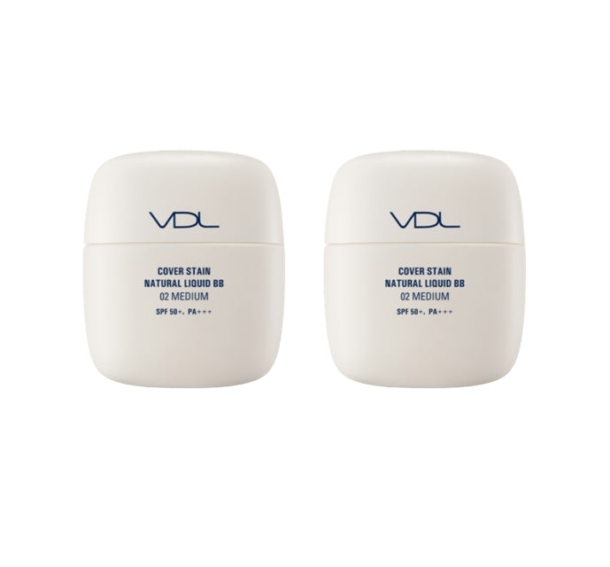 2 x VDL Cover Stain Natural Liquid BB 50ml, SPF50+ PA+++, 2 Colours from Korea by VDL