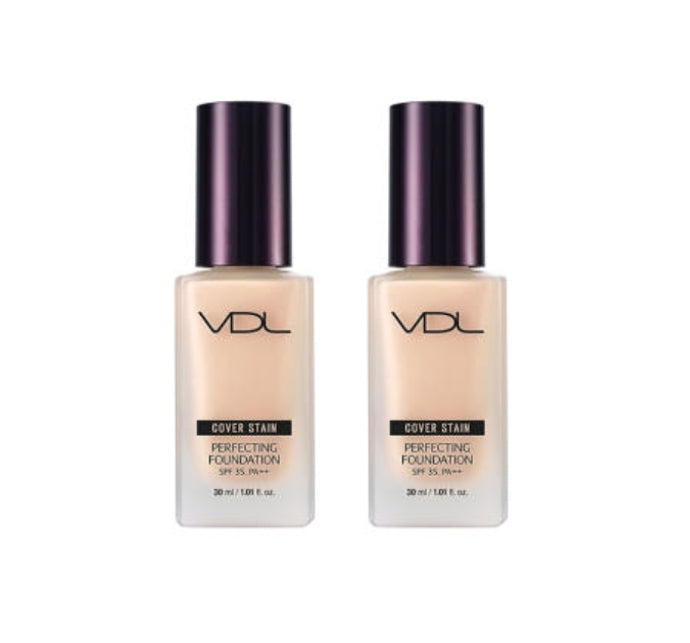 2 x VDL Cover Stain Perfecting Foundation 30ml, 8 Colours, SPF35 PA++ from Korea by VDL