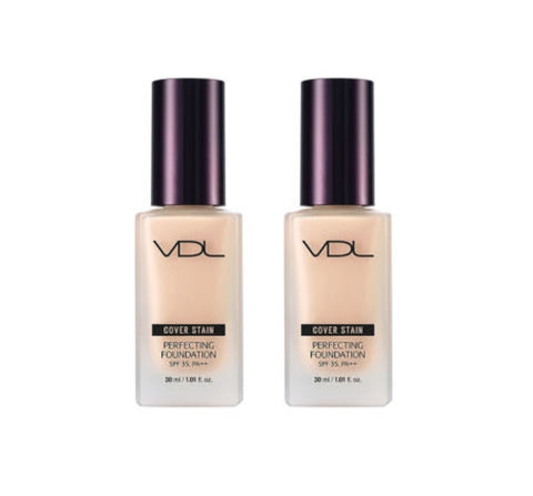2 x VDL Cover Stain Perfecting Foundation 30ml, 8 Colours, SPF35 PA++ from Korea by VDL