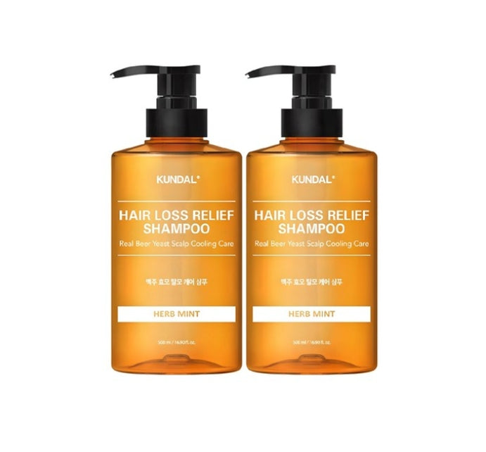 2 x KUNDAL Beer Yeast Hair Loss Shampoo Herb Mint 500ml by KUNDAL