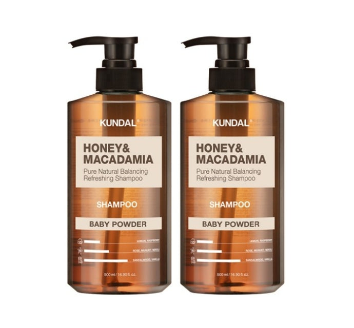 2 x KUNDAL Honey & Macadamia Nature Shampoo Baby Powder 500ml by KUNDAL