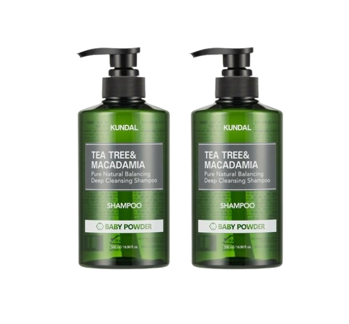 2 x KUNDAL Tea Tree & Macadamia Deep Cleansing Shampoo Baby Powder 500ml by KUNDAL