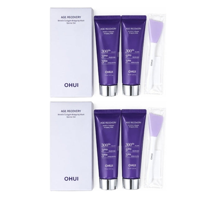 2 x O HUI Age Recovery Wrinkle Collagen Wrapping Mask Duo Sep. 2026 Set (3 Items) from Korea