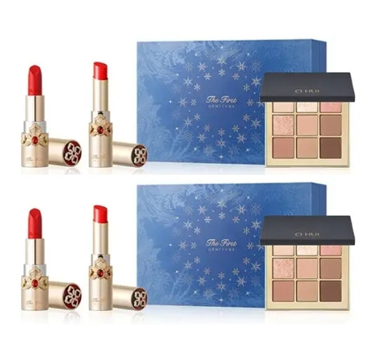 2 x O HUI The first Geniture Lip Stick & Lip Balm Duo Holiday Edition Nov. 2025 Set (3 Items) from Korea