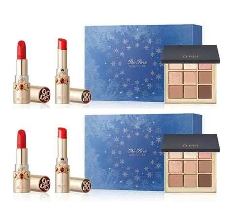 2 x O HUI The first Geniture Lip Stick & Lip Balm Duo Holiday Edition Nov. 2025 Set (3 Items) from Korea